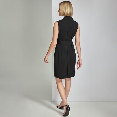 Women's Andrew Marc Sleeveless Collar Neck Moto Dress