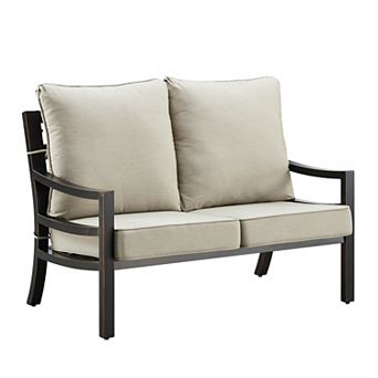 Oakland Living Black Aluminum Deep Seat Loveseat with Cushions