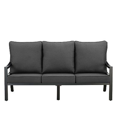 Oakland Living Black Aluminum Deep Seat Sofa with Cushions