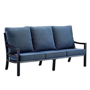 Oakland Living Black Aluminum Deep Seat Sofa with Cushions