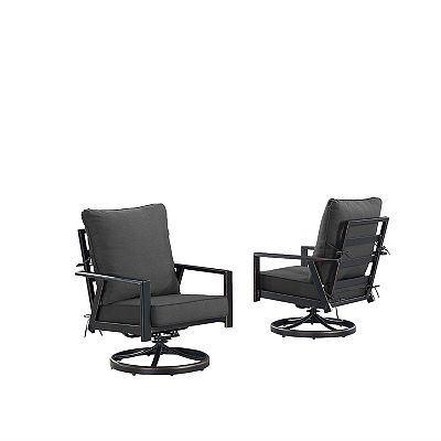 Oakland Living 2-Piece Outdoor Black Aluminum Deep Seat Swivel