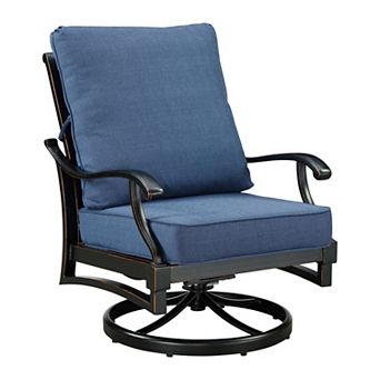 Oakland Living 2 pc Quick Drain Deep Seat Swivel Rocker Club Chairs with Cushions