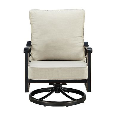 Oakland Living 2-Piece Rust Free Aluminum Deep Seat Swivel Rocker Club Chairs with Cushions