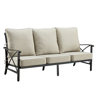Oakland Living Black Aluminum Deep Three Seat Sofa with Cushions