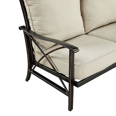 Oakland Living Black Aluminum Deep Three Seat Sofa with Cushions