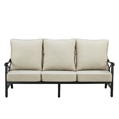 Oakland Living Black Aluminum Deep Three Seat Sofa with Cushions