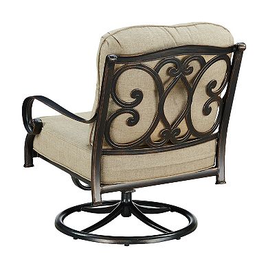 Oakland Living 2-Piece Outdoor Rust Free Aluminum Deep Seat Swivel Rocker Club Chairs with Cushions