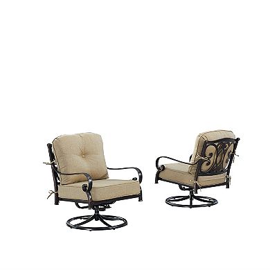 Oakland Living 2-Piece Outdoor Rust Free Aluminum Deep Seat Swivel Rocker Club Chairs with Cushions