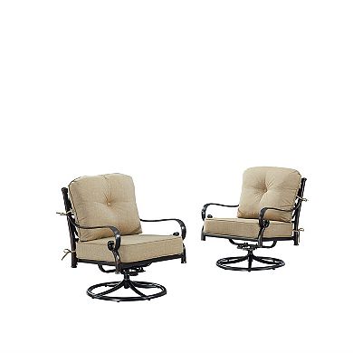 Oakland Living 2-Piece Outdoor Rust Free Aluminum Deep Seat Swivel Rocker Club Chairs with Cushions