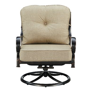 Oakland Living 2-Piece Outdoor Rust Free Aluminum Deep Seat Swivel Rocker Club Chairs with Cushions