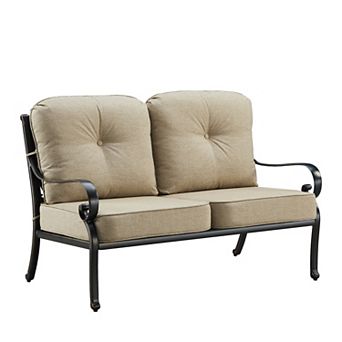 Oakland Living Outdoor Rust Free Aluminum Deep Seat Loveseat with Cushions