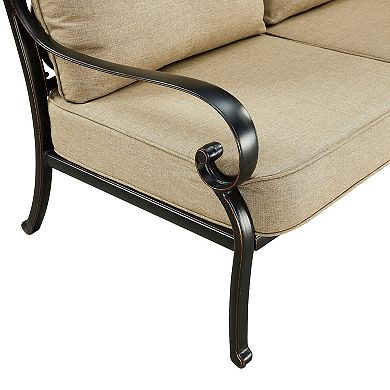 Edge of seat cushion and curved arm
