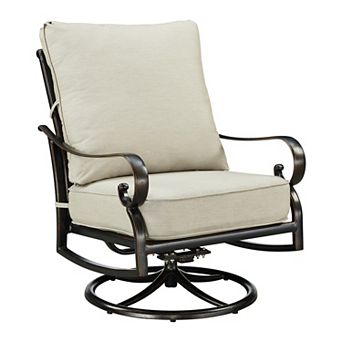 Oakland Living 2 pc Aluminum Deep Seat Swivel Rocker Club Chairs with Cushions