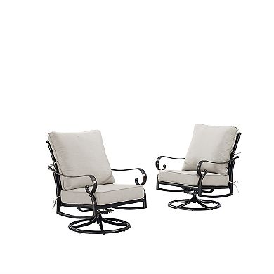 Oakland Living 2-Piece Aluminum Deep Seat Swivel Rocker Club Chairs with Cushions