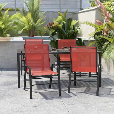 Flash Furniture 4-Piece Brazos Series Outdoor Stackable Chairs