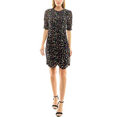 Women's Nicole Miller Printed Shirred Mesh Dress