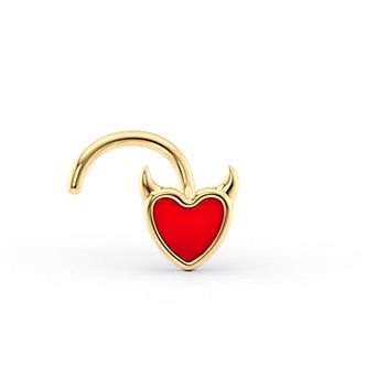 Lila Moon 14k Gold Curved Heart Horns Nose Stud