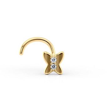Lila Moon 14k Gold Cubic Zirconia Curved Butterfly Nose Stud