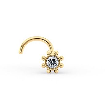 Lila Moon 14k Gold Cubic Zirconia Curved Flower Nose Stud