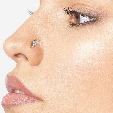 Lila Moon 14k Gold Cubic Zirconia Curved Fan Nose Stud