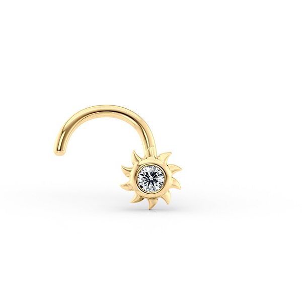 Lila Moon 14k Gold Cubic Zirconia Curved Sun Nose Stud
