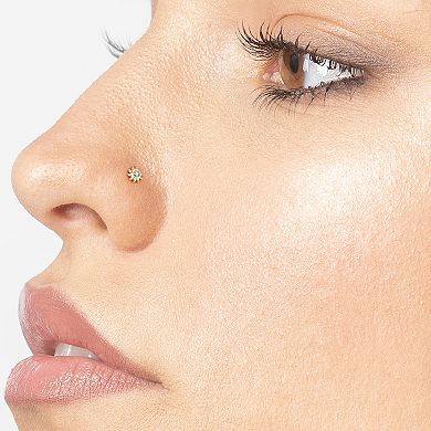 Lila Moon 14k Gold Cubic Zirconia Curved Sun Nose Stud