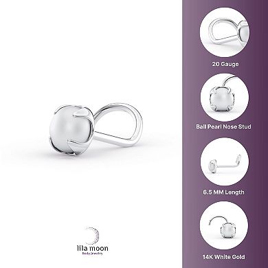 Lila Moon 14k Gold Freshwater Cultured Pearl Curved Nose Stud