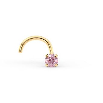 Lila Moon 14k Gold Pink Crystal Curved Nose Stud