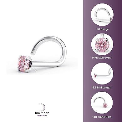 Lila Moon 14k Gold Pink Crystal Curved Nose Stud