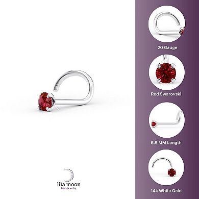 Lila Moon 14k Gold Red Crystal Curved Nose Stud