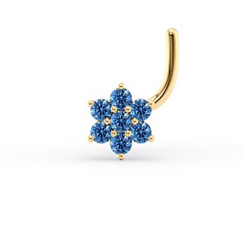 Lila Moon 14k Gold Blue Cubic Zirconia Curved Nose Stud