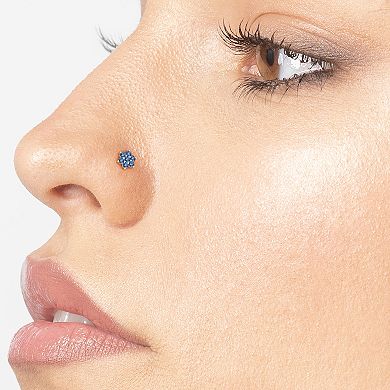 Lila Moon 14k Gold Blue Cubic Zirconia Curved Nose Stud