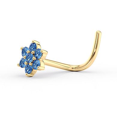 Lila Moon 14k Gold Blue Cubic Zirconia Curved Nose Stud