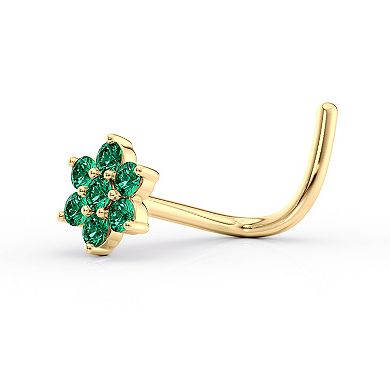 Lila Moon 14k Gold Green Cubic Zirconia Curved Nose Stud