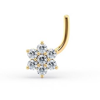 Lila Moon 14k Gold Cubic Zirconia Curved Flower Nose Stud