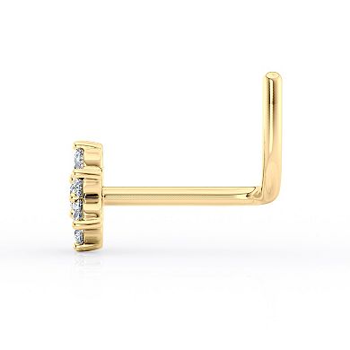 Lila Moon 14k Gold Cubic Zirconia Curved Flower Nose Stud
