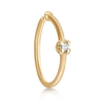 Lila Moon 14k Gold Lab-Grown Diamond Accent Hoop Nose Ring