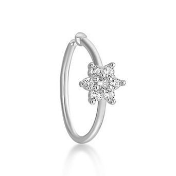 Lila Moon 14k Gold Lab-Grown Diamond Accent Flower Hoop Nose Ring