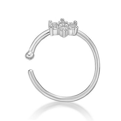 Lila Moon 14k Gold Lab-Grown Diamond Accent Flower Hoop Nose Ring