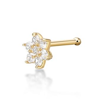 Lila Moon 14k Gold Lab-Created Diamond Accent Flower Nose Stud