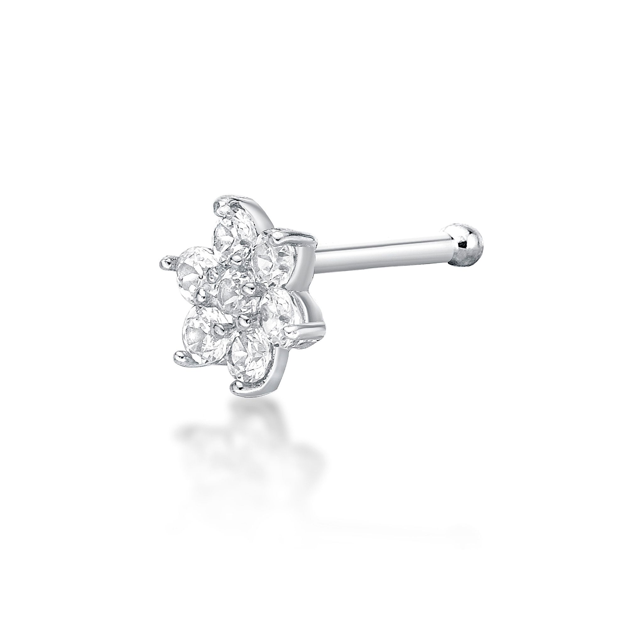 Lila Moon 14k Gold Lab-Created Diamond Accent Flower Nose Stud, Womens, 14