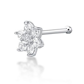 Lila Moon 14k Gold Lab-Created Diamond Accent Flower Nose Stud