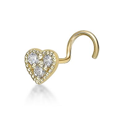 Lila Moon 10k Gold Lab-Grown Diamond Accent Heart Nose Stud