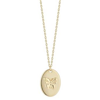 LUMINOR GOLD 14k Gold 3D Butterfly Pendant Necklace