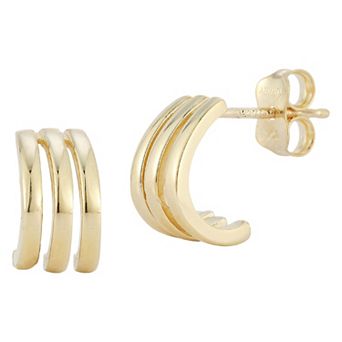 LUMINOR GOLD 14k Gold Triple Ring Huggie Earrings