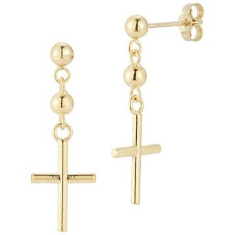 LUMINOR GOLD 14k Gold Cross Drop Earrings
