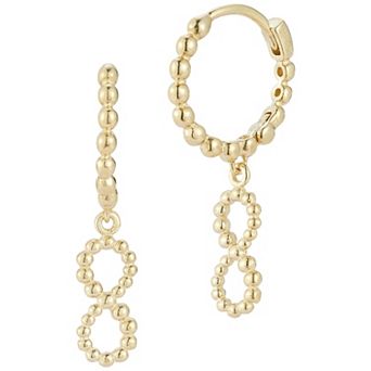 LUMINOR GOLD 14k Gold Beaded Infinity Huggie Earrings
