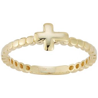 LUMINOR GOLD 14k Gold Beaded Cross Ring