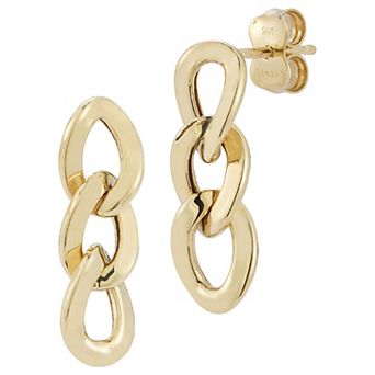 LUMINOR GOLD 14k Gold Triple Link Drop Earrings