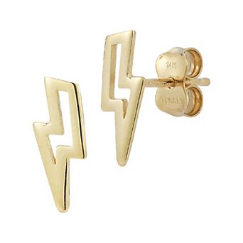 LUMINOR GOLD 14k Gold Bolt Cutout Stud Earrings